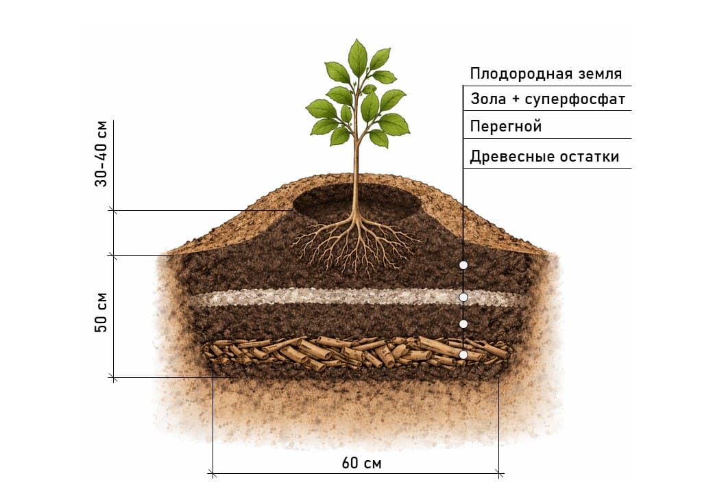 Посадка саженца плодового дерева